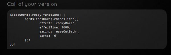 Rhinoslider Code Generator