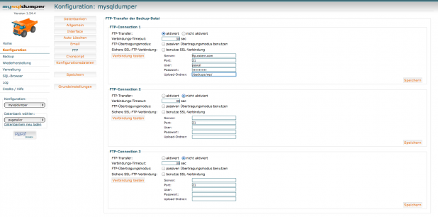 Konfiguration - FTP-Transfer der Backup-Datei