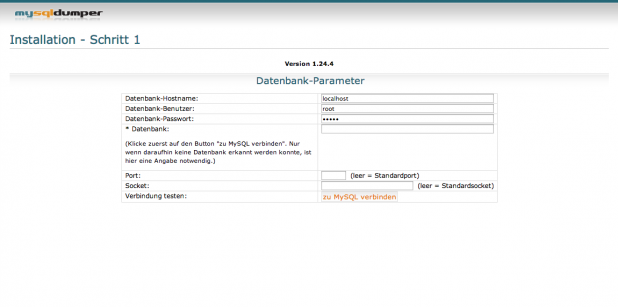 MySQLDumper Installation - Schritt 2