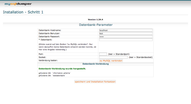 MySQLDumper Installation - Schritt 3
