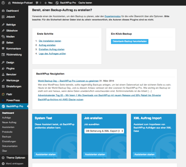 BackWPup Pro Dashboard