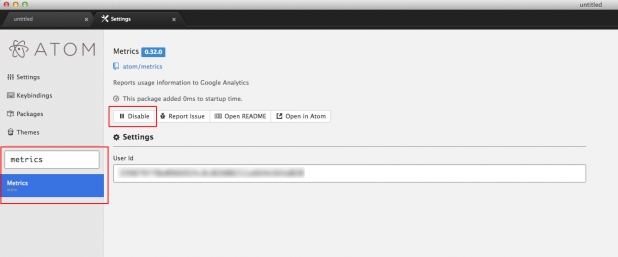 Atom: Google Analytics deaktivieren