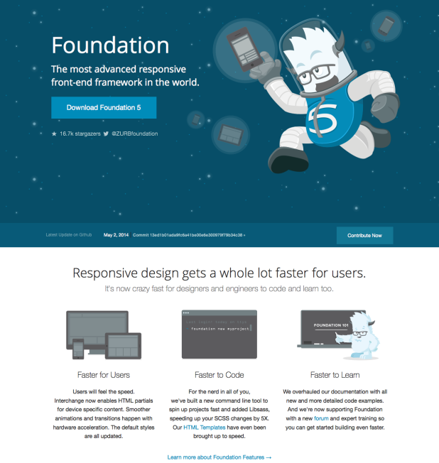 Foundation - Schlank und sehr beliebt für Mobile First Responsive Websites