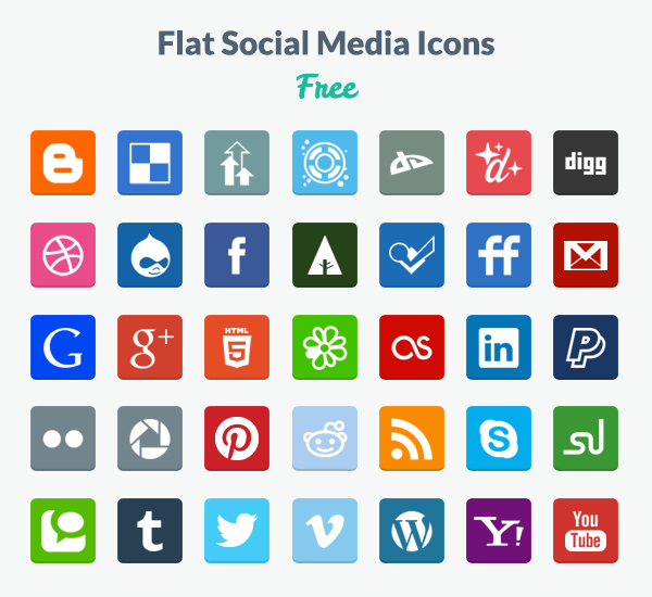 Flat Social-Media Icons (PNG & PSD) von designmodo.com