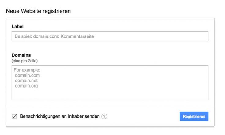 reCaptcha Webseite registrieren