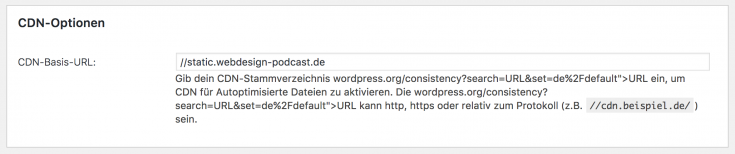 CDN Einstellung Autoptimize
