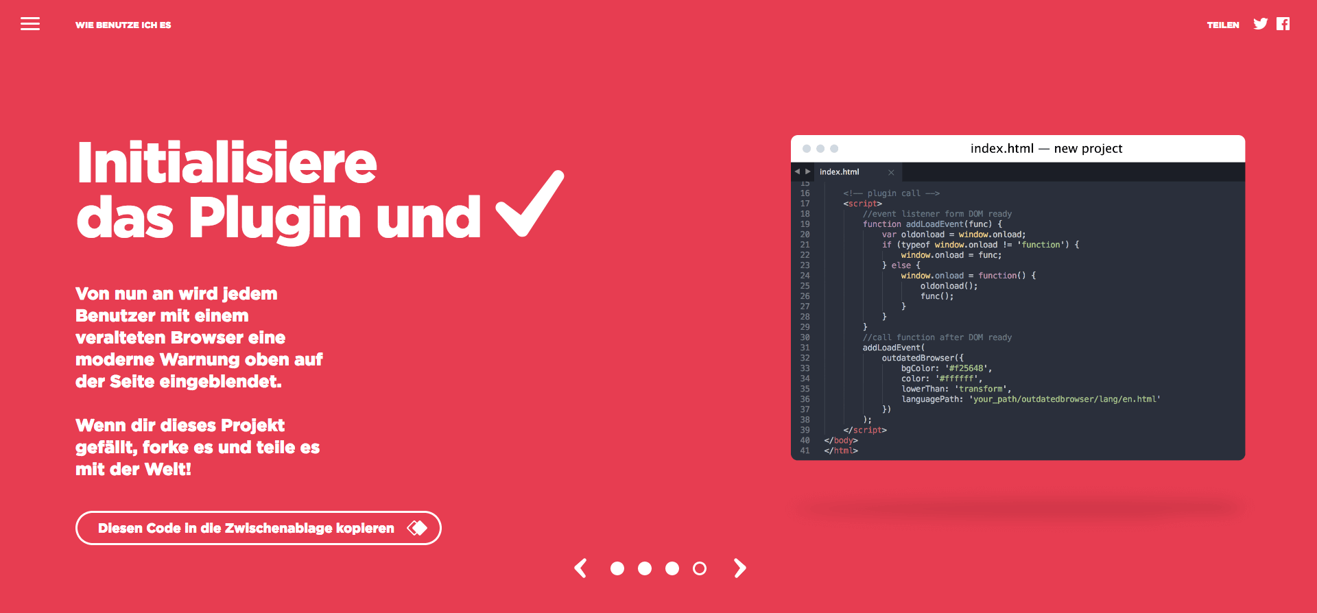 Funktion von Outdated Browser